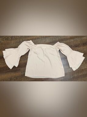 Amanda Uprichard Blush Off-Shoulder Bell Sleeve Top size P XS Summer spring